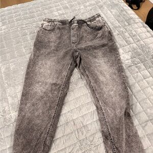 Denim&Co Men's Washed Black Relaxed Jeans/Joggers